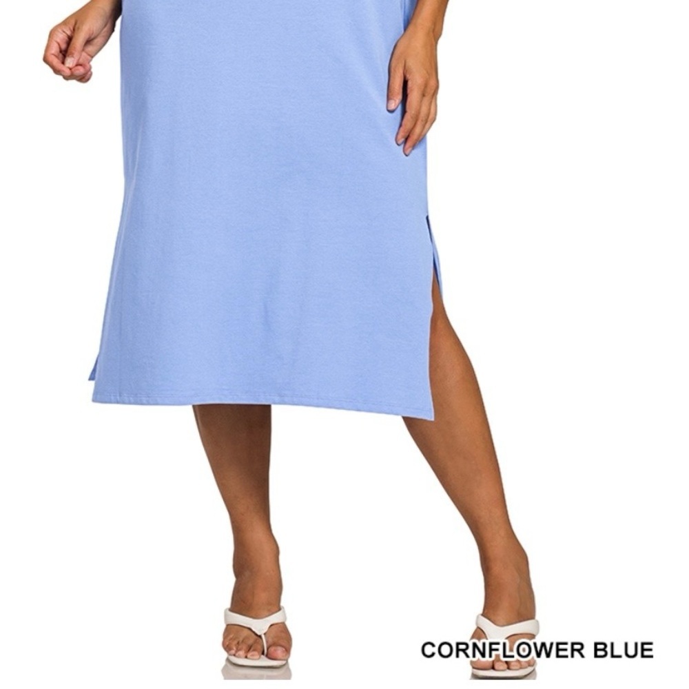 New! Plus Size 3X Zenana Outfitters Cornflower Blue Women's Dress - Picture 3 of 4